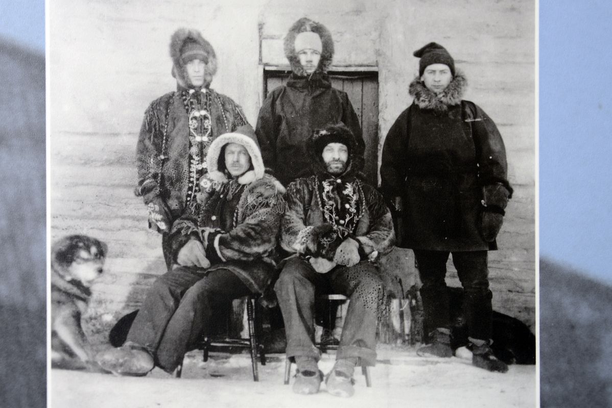 05G Corporal Dempster Seated Right Attempted To Rescue The Lost Patrol Display In 1910-11 At Tombstone Interpretive Centre In Tombstone Park Yukon